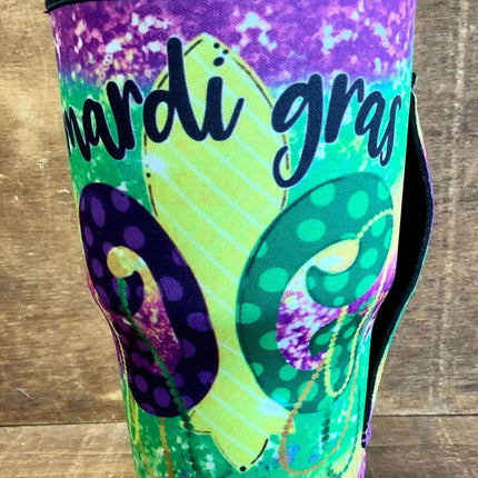 20 OZ Mardi Gras Cup Cover Sip Sleeve Fits 20-32 OZ Cups - Sip Sleeves