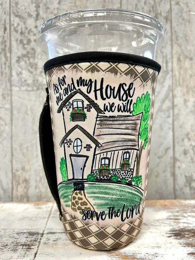 20 OZ Me & My House Serve The Lord Insulated Cup Cover Sip Sleeve Fits 20-32 OZ Cups - Sip Sleeves