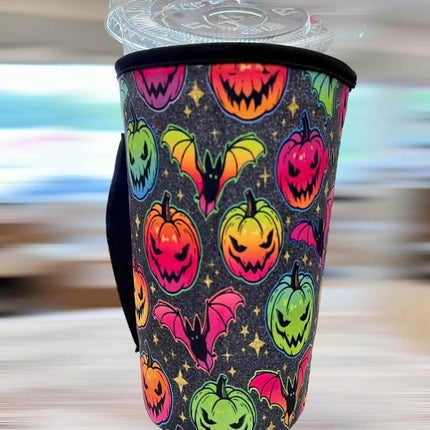 20 OZ Neon Pumpkin Halloween Insulated Cup Cover Sip Sleeve Fits 20-32 OZ Cups - Sip Sleeves