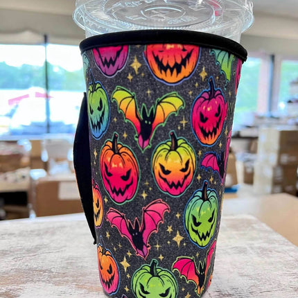 20 OZ Neon Pumpkin Halloween Insulated Cup Cover Sip Sleeve Fits 20-32 OZ Cups - Sip Sleeves