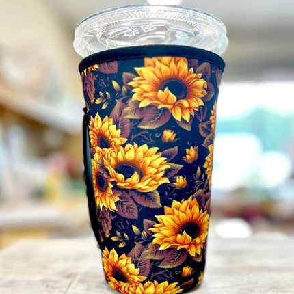 20 OZ New Black Sunflower Insulated Cup Cover Sip Sleeve Fits 20-32 OZ Cups - Sip Sleeves