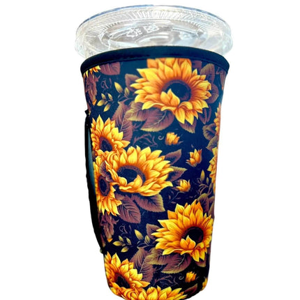 20 OZ New Black Sunflower Insulated Cup Cover Sip Sleeve Fits 20-32 OZ Cups - Sip Sleeves