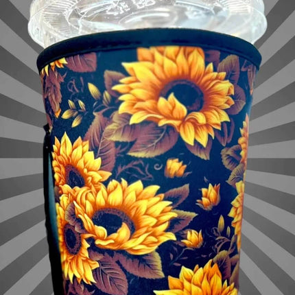20 OZ New Black Sunflower Insulated Cup Cover Sip Sleeve Fits 20-32 OZ Cups - Sip Sleeves