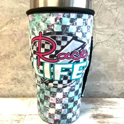 20 OZ RACE LIFE 🏁 Insulated Cup Cover Sip Sleeve Fits 20-32 OZ Cups - Sip Sleeves