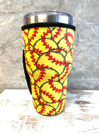 20 OZ SOFTBALL 🥎 PLAY BALL Insulated Cup Cover Sip Sleeve Fits 20-32 OZ Cups - Sip Sleeves