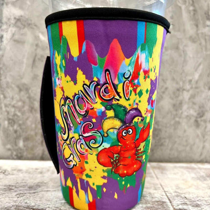 20 OZ SPLASH Mardi Gras Insulated Cup Cover Sip Sleeve Fits 20-32 OZ Cups - Sip Sleeves