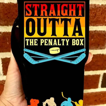 20 OZ Straight Outta Penalty Box Hockey Insulated Cup Cover Sip Sleeve Fits 20-32 OZ Cups - Sip Sleeves