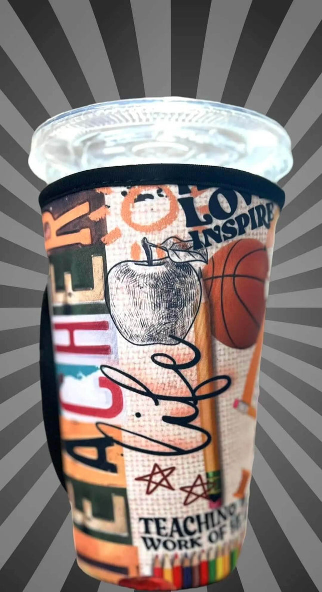 20 OZ Teacher Life Insulated Cup Cover Sip Sleeve Fits 20-32 OZ Cups - Sip Sleeves