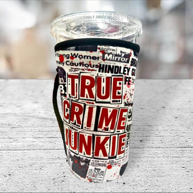 20 OZ True Crime Junkie Insulated Cup Cover Sip Sleeve Fits 20-32 OZ Cups fits Med to Large Cups Thermal & Washable - Sip Sleeves