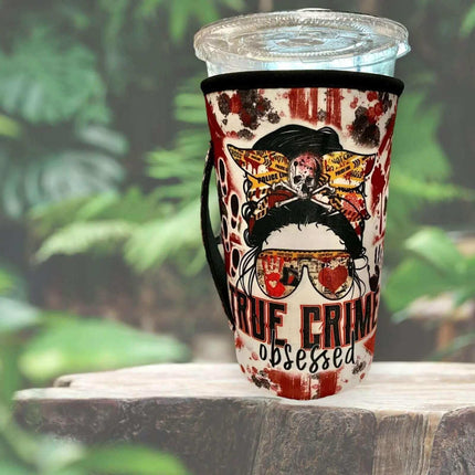 20 OZ True Crime Obsessed Insulated Cup Cover Sip Sleeve Fits 20-32 OZ Cups - Sip Sleeves