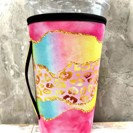20 OZ Watercolor Leopard Insulated Cup Cover Sip Sleeve Fits 20-32 OZ Cups - Sip Sleeves