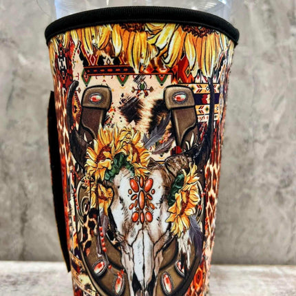 20 OZ Western Bullskull Insulated Cup Cover Sip Sleeve Fits 20-32 OZ Cups - Sip Sleeves