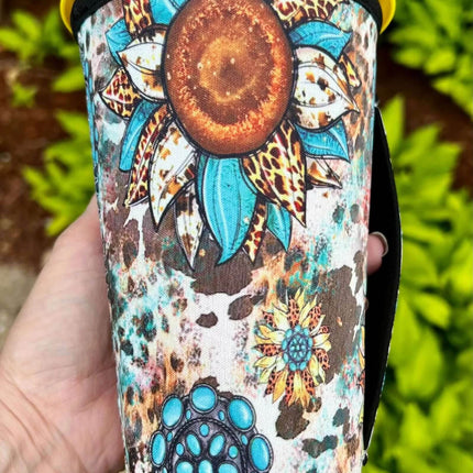 20 OZ Western Sunflower Cup Cover Sip Sleeve Fits 20-32 OZ Cups - Sip Sleeves