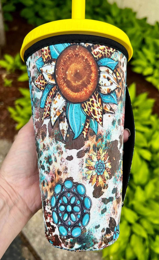 20 OZ Western Sunflower Cup Cover Sip Sleeve Fits 20-32 OZ Cups - Sip Sleeves