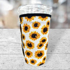 20 OZ White Sunflower Insulated Cup Cover Sip Sleeve Fits 20-32 OZ Cups fits Med to Large Cups - Sip Sleeves