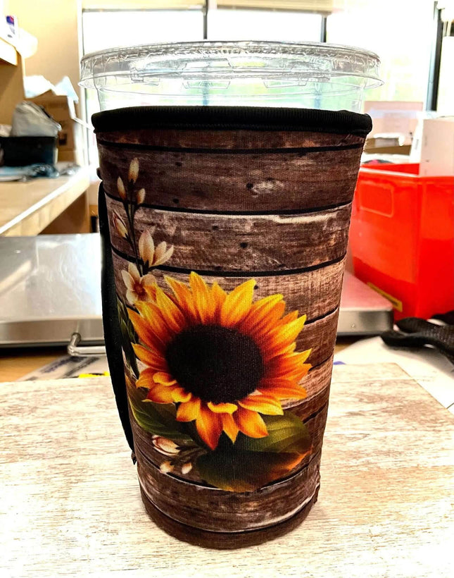 20 OZ Wood Panel Sunflower Insulated Cup Cover - Sip Sleeves