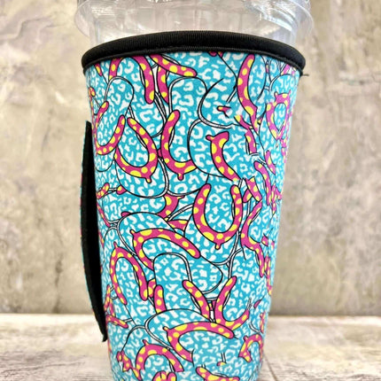 20 OZ FLIP FLOPS Insulated Cup Cover Sip Sleeve Fits 20-32 OZ Cups - Sip Sleeves