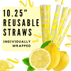 a bunch of lemons and straws with the words reusable straws