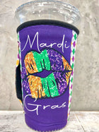 30 OZ BIG KISS MARDI GRAS Insulated Cup Cover - Sip Sleeves