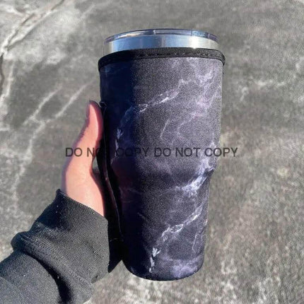 30 OZ Black Marble Insulated Cup Cover - Sip Sleeves