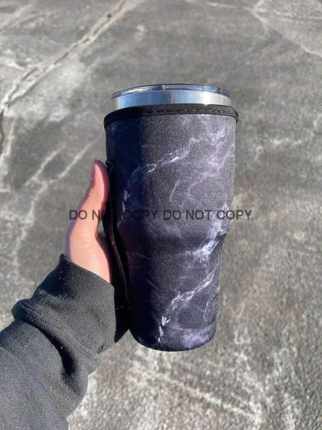 30 OZ Black Marble Insulated Cup Cover - Sip Sleeves