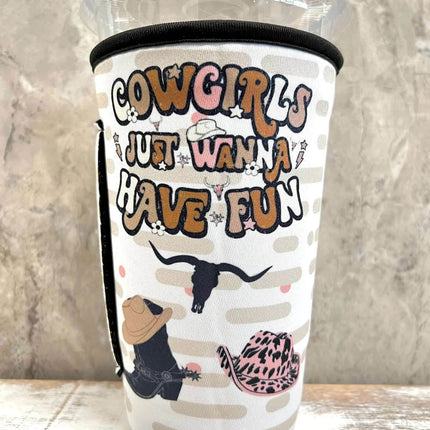 30 OZ Cowgirls Just Wanna Have Fun Insulated Cup Cover Sleeve - Sip Sleeves