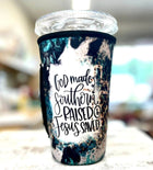 30 OZ God Made Southern Raised Insulated Cup Cover Sleeve - Sip Sleeves