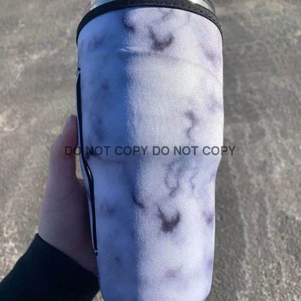 30 OZ Gray & White Marble Cup Cover - Sip Sleeves