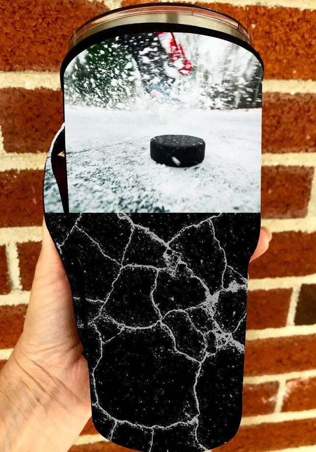30 OZ Hockey Puck on Ice Insulated Cup Cover Sleeve - Sip Sleeves