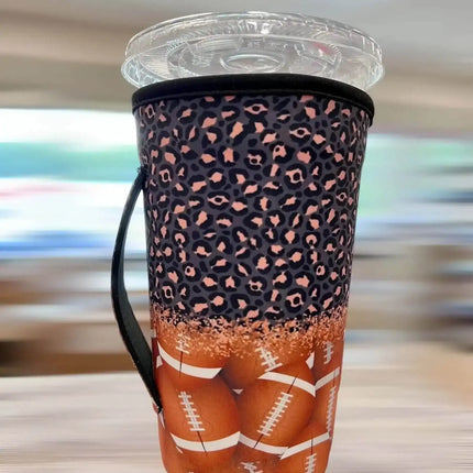30 OZ Leopard Football Insulated Cup Cover Sleeve - Sip Sleeves
