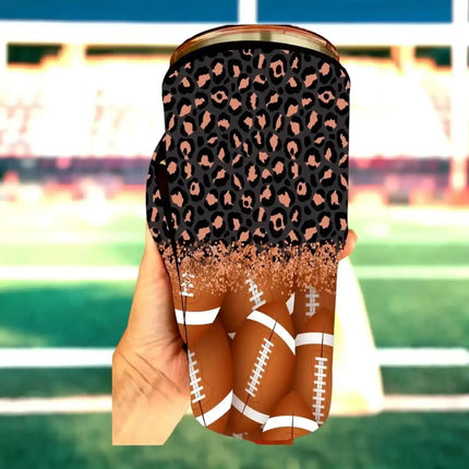 30 OZ Leopard Football Insulated Cup Cover Sleeve - Sip Sleeves