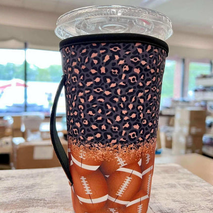 30 OZ Leopard Football Insulated Cup Cover Sleeve - Sip Sleeves