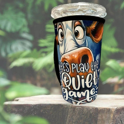 30 OZ Let's Play The Quiet Game Insulated Cup Cover Sleeve - Sip Sleeves