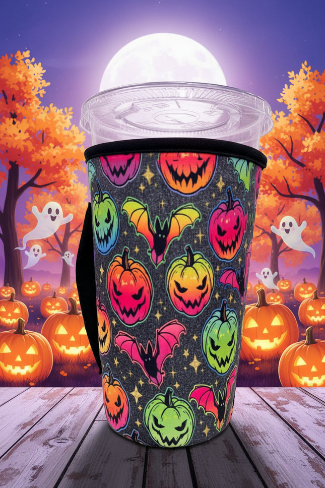 30 OZ Neon Pumpkin Halloween Insulated Cup Cover Sleeve - Sip Sleeves