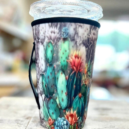 30 OZ Poppin Cactus Watercolor Insulated Cup Cover Sleeve - Sip Sleeves