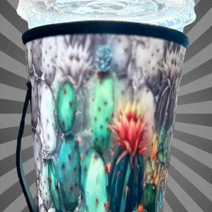 30 OZ Poppin Cactus Watercolor Insulated Cup Cover Sleeve - Sip Sleeves
