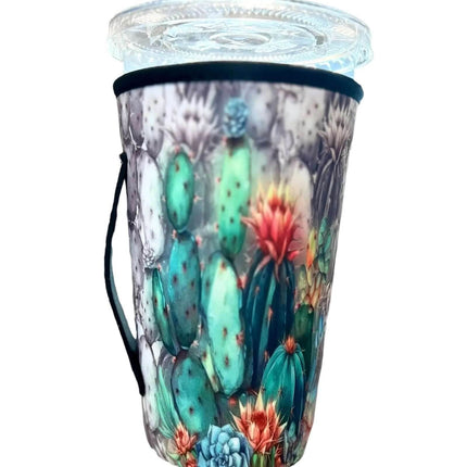 30 OZ Poppin Cactus Watercolor Insulated Cup Cover Sleeve - Sip Sleeves