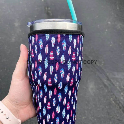 30 OZ Purple Feathers Cup Cover - Sip Sleeves