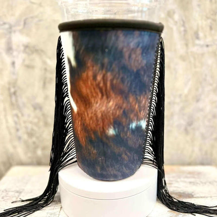 30 OZ Rich Cowhide w/TASSELS Insulated Cup Cover - Sip Sleeves