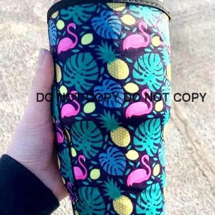 30 OZ Tropical Flamingo~ Insulated Cup Cover - Sip Sleeves