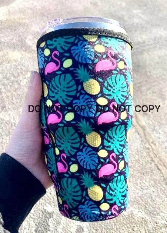 30 OZ Tropical Flamingo~ Insulated Cup Cover - Sip Sleeves