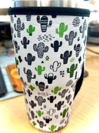 30 OZ White Cactus Insulated Cup Cover - Sip Sleeves