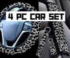 4 PC Car Accessories Set in Black Leopard Shimmer - Sip Sleeves