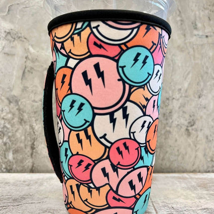 30 OZ Retro Happy Insulated Cup Cover Sip Sleeve Fits 20-32 OZ Cups Fits 30-40+ OZ Cups - Sip Sleeves