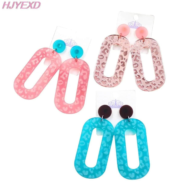 Acrylic Geometric Oval Leopard Earrings - Sip Sleeves
