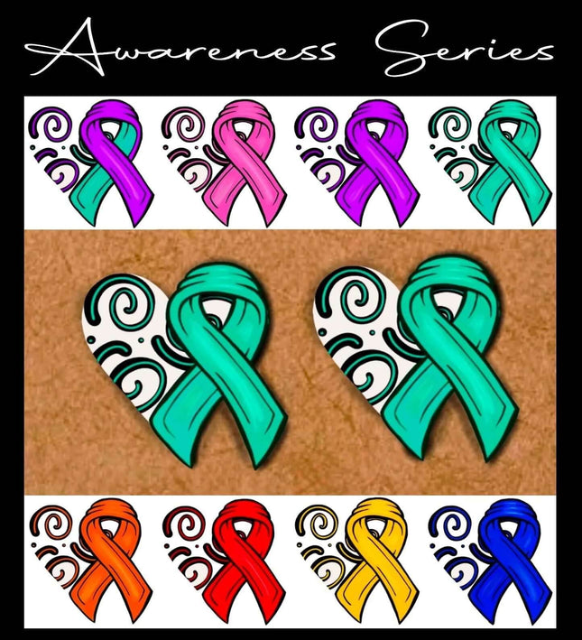 Awareness Ribbon ~ Acrylic Laser Cut Earrings *NEW* - Sip Sleeves