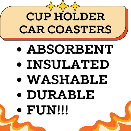 Beautiful Crazy Neoprene Car Coaster Set for Cup Holder Absorbent Washable and Fun - Sip Sleeves