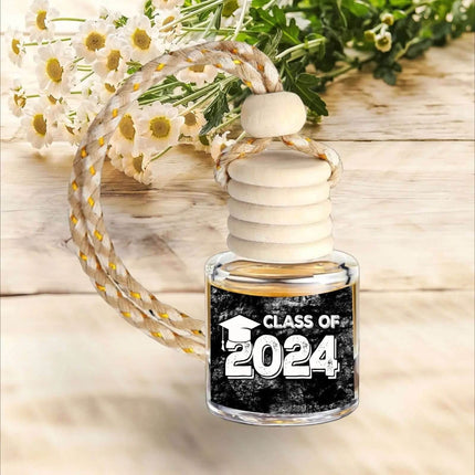 Black Class of 2024 ~ Mahogany Teakwood Scent Car Home Fragrance Diffuser Car Air Freshener Long Lasting Smell Oil Aroma - Sip Sleeves