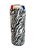 Black & White Zebra Print Slim Can Koozie - Sip Sleeves