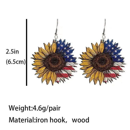 Bless The USA ~ Wooden Drop Earrings - Sip Sleeves